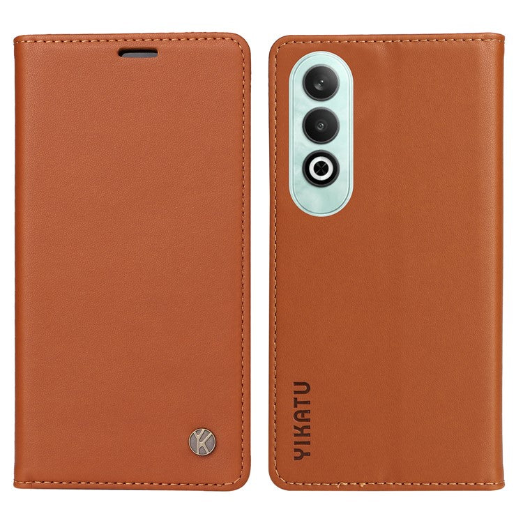 YIKATU YK-001 For OnePlus Nord CE4 5G Case Strong Magnetic Closure PU Leather Wallet Cover - Brown
