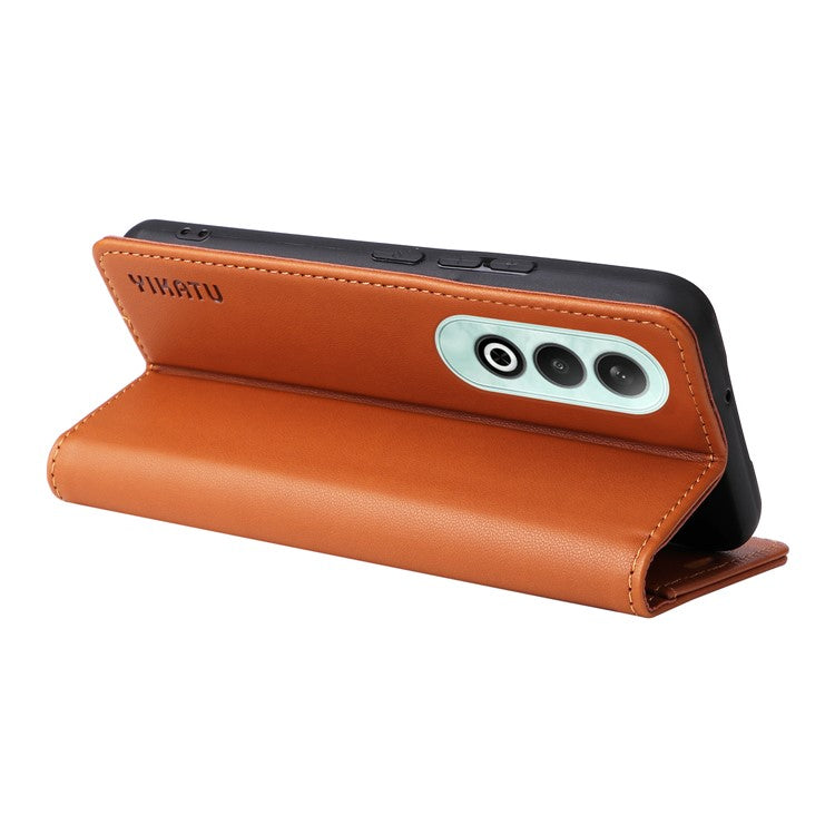 YIKATU YK-001 For OnePlus Nord CE4 5G Case Strong Magnetic Closure PU Leather Wallet Cover - Brown