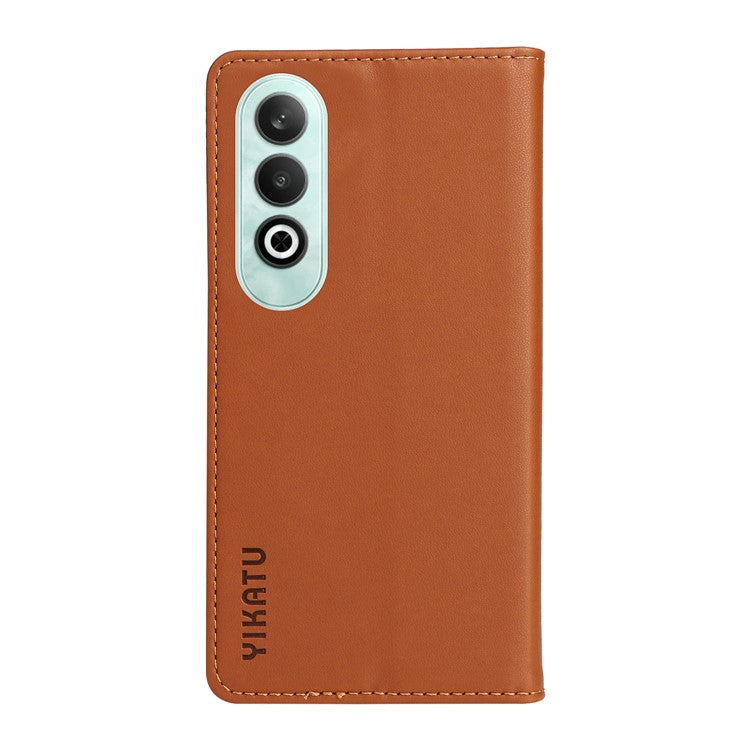 YIKATU YK-001 For OnePlus Nord CE4 5G Case Strong Magnetic Closure PU Leather Wallet Cover - Brown