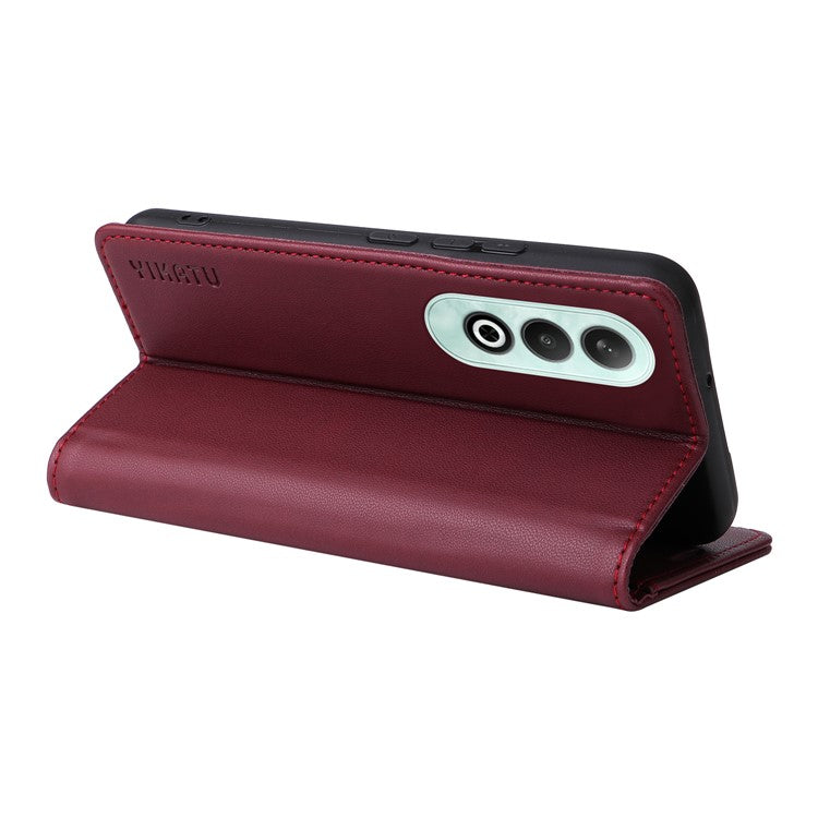 YIKATU YK-001 For OnePlus Nord CE4 5G Case Strong Magnetic Closure PU Leather Wallet Cover - Wine Red