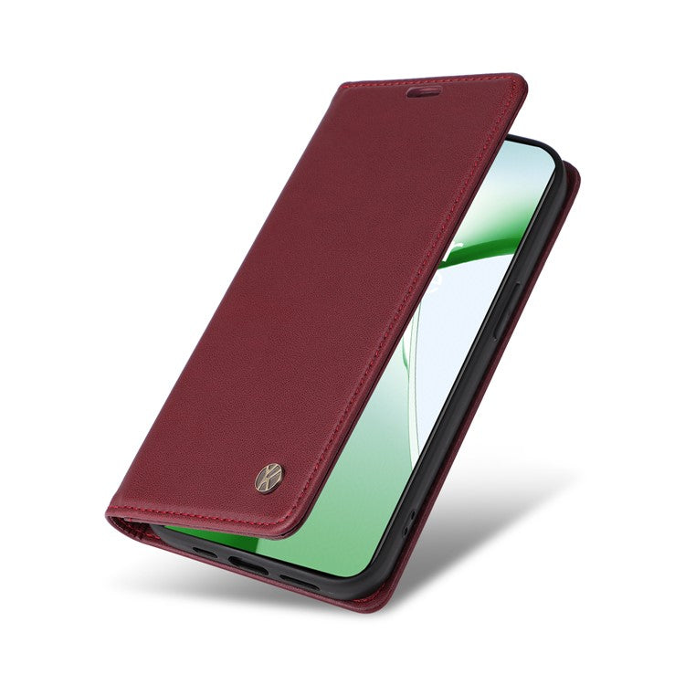 YIKATU YK-001 For OnePlus Nord CE4 5G Case Strong Magnetic Closure PU Leather Wallet Cover - Wine Red