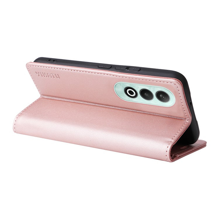 YIKATU YK-001 For OnePlus Nord CE4 5G Case Strong Magnetic Closure PU Leather Wallet Cover - Rose Gold