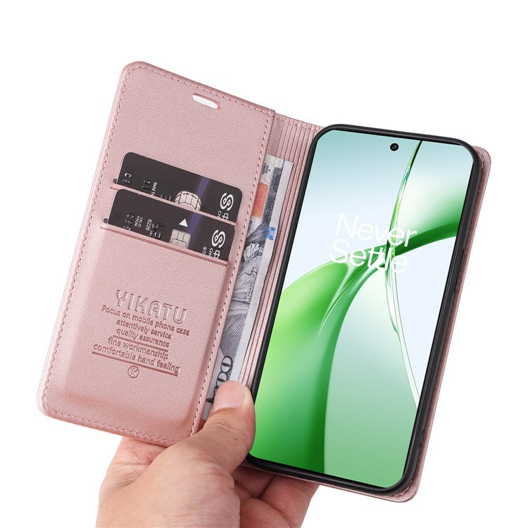YIKATU YK-001 For OnePlus Nord CE4 5G Case Strong Magnetic Closure PU Leather Wallet Cover - Rose Gold