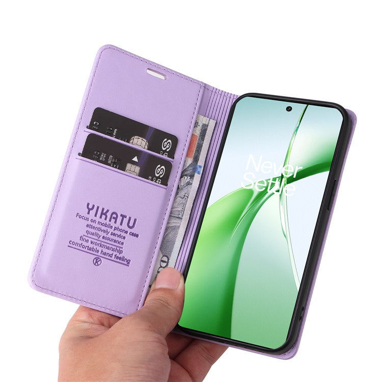 YIKATU YK-001 For OnePlus Nord CE4 5G Case Strong Magnetic Closure PU Leather Wallet Cover - Light Purple