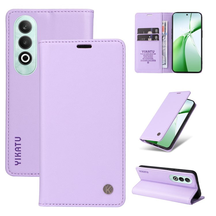 YIKATU YK-001 For OnePlus Nord CE4 5G Case Strong Magnetic Closure PU Leather Wallet Cover - Light Purple