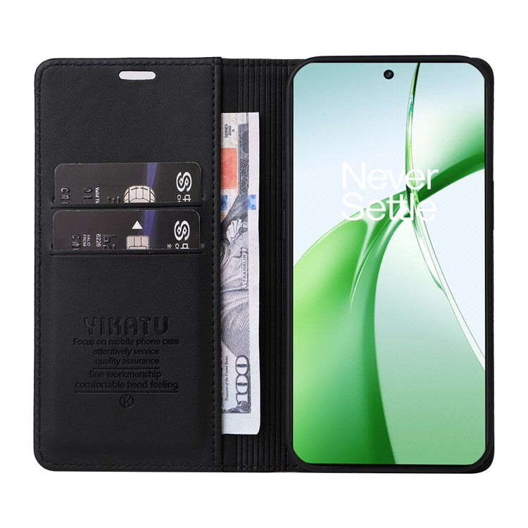 YIKATU YK-001 For OnePlus Nord CE4 5G Case Strong Magnetic Closure PU Leather Wallet Cover - Black
