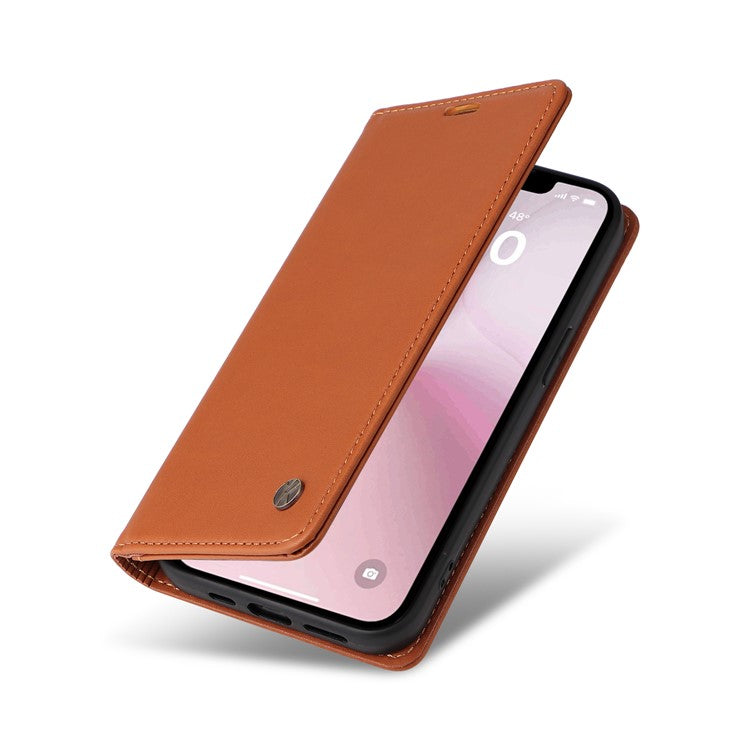 YIKATU YK-001 For iPhone 16e Case Stand Wallet PU Leather Phone Cover - Brown