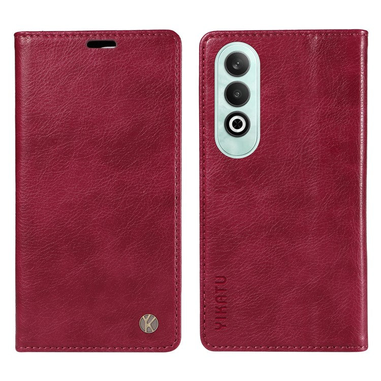 YIKATU YK-006 For OnePlus Nord CE4 5G Case Wallet PU Leather Stand Phone Cover Wholesale - Wine Red
