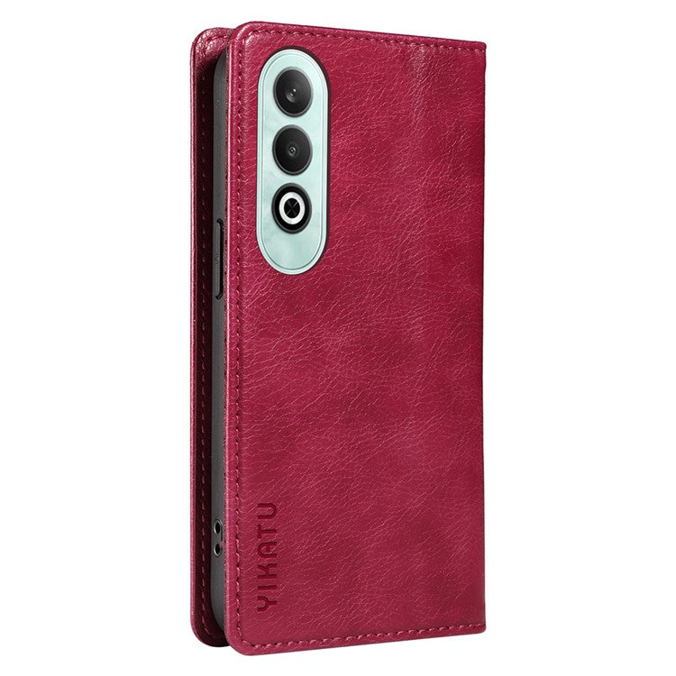 YIKATU YK-006 For OnePlus Nord CE4 5G Case Wallet PU Leather Stand Phone Cover Wholesale - Wine Red