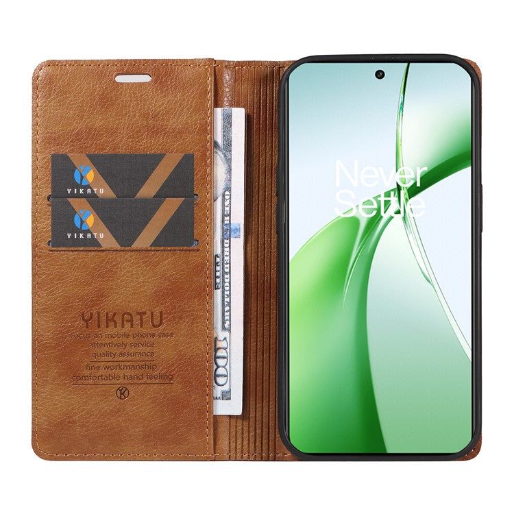 YIKATU YK-006 For OnePlus Nord CE4 5G Case Wallet PU Leather Stand Phone Cover Wholesale - Brown