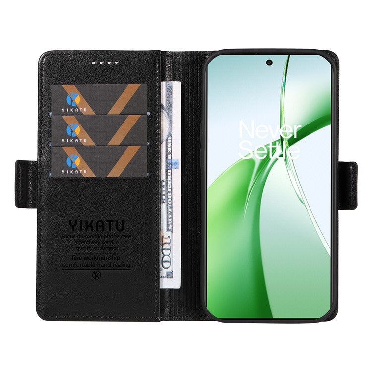 YIKATU YK-007 For OnePlus Nord CE4 5G Case PU Leather Litchi Texture Stand Magnetic Phone Cover - Black