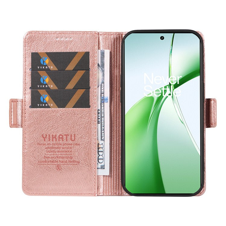 YIKATU YK-007 For OnePlus Nord CE4 5G Case PU Leather Litchi Texture Stand Magnetic Phone Cover - Rose Gold