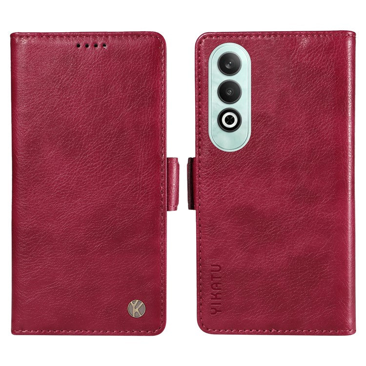 YIKATU YK-007 For OnePlus Nord CE4 5G Case PU Leather Litchi Texture Stand Magnetic Phone Cover - Wine Red
