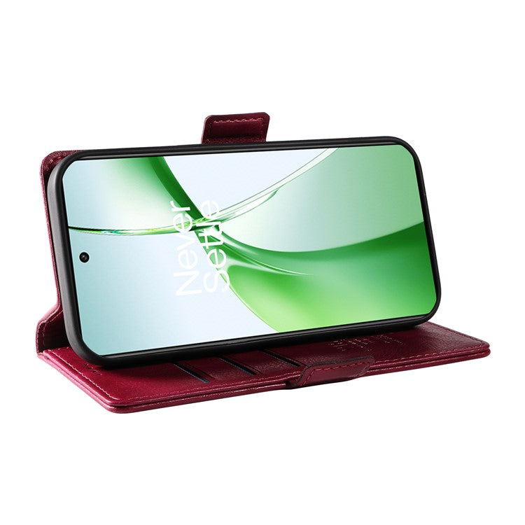 YIKATU YK-007 For OnePlus Nord CE4 5G Case PU Leather Litchi Texture Stand Magnetic Phone Cover - Wine Red