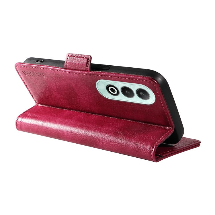 YIKATU YK-007 For OnePlus Nord CE4 5G Case PU Leather Litchi Texture Stand Magnetic Phone Cover - Wine Red