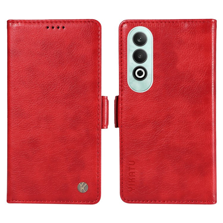 YIKATU YK-007 For OnePlus Nord CE4 5G Case PU Leather Litchi Texture Stand Magnetic Phone Cover - Red