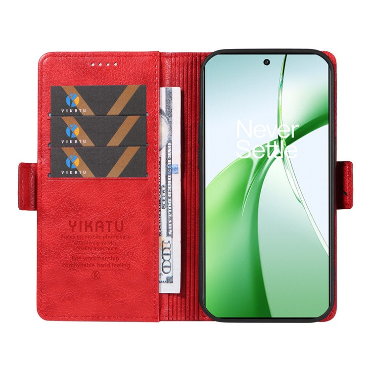 YIKATU YK-007 For OnePlus Nord CE4 5G Case PU Leather Litchi Texture Stand Magnetic Phone Cover - Red