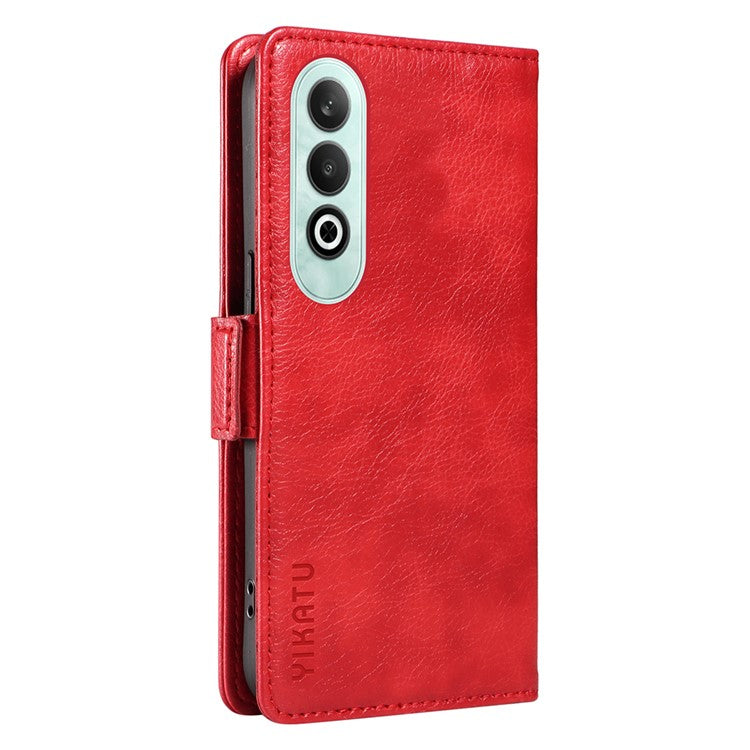 YIKATU YK-007 For OnePlus Nord CE4 5G Case PU Leather Litchi Texture Stand Magnetic Phone Cover - Red