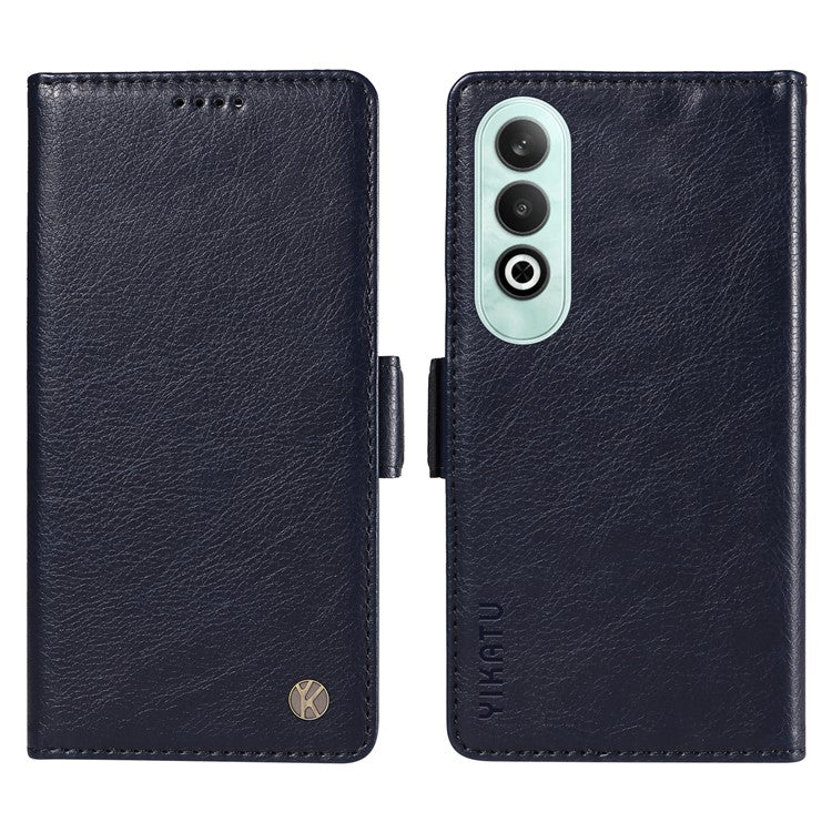 YIKATU YK-007 For OnePlus Nord CE4 5G Case PU Leather Litchi Texture Stand Magnetic Phone Cover - Navy Blue