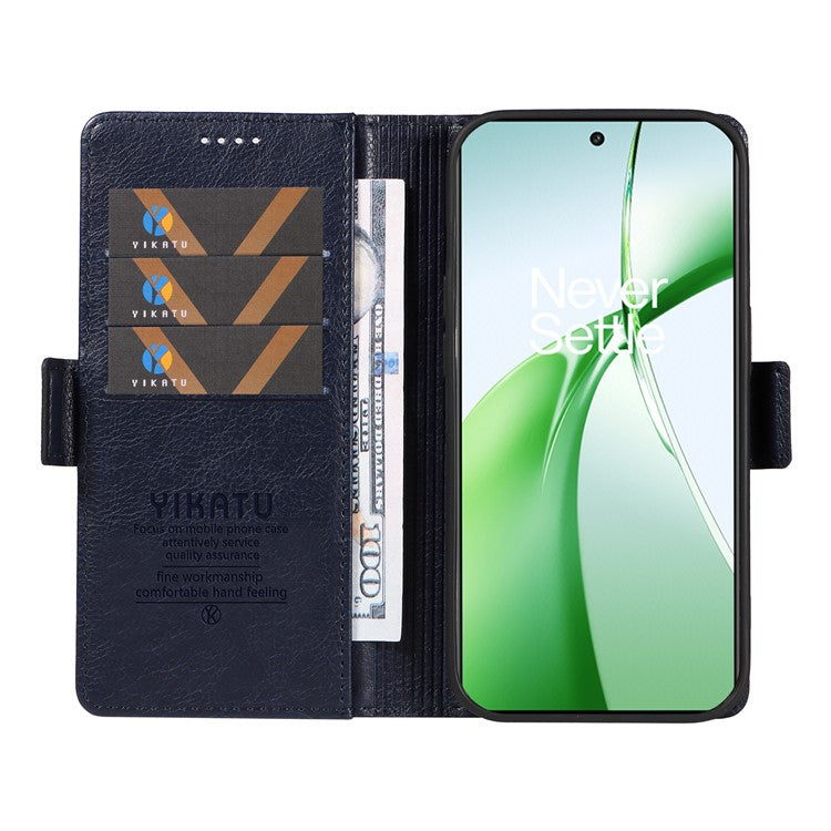 YIKATU YK-007 For OnePlus Nord CE4 5G Case PU Leather Litchi Texture Stand Magnetic Phone Cover - Navy Blue