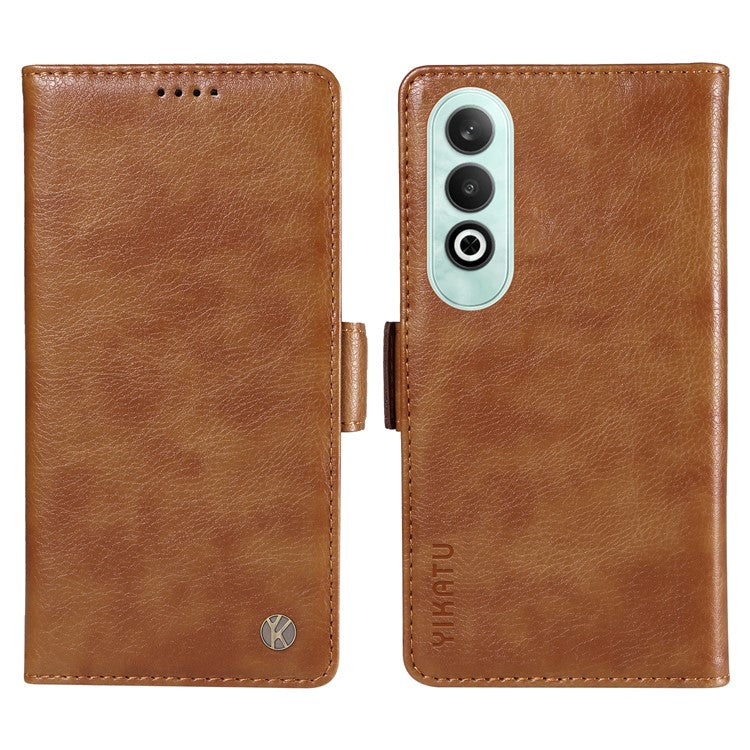 YIKATU YK-007 For OnePlus Nord CE4 5G Case PU Leather Litchi Texture Stand Magnetic Phone Cover - Brown