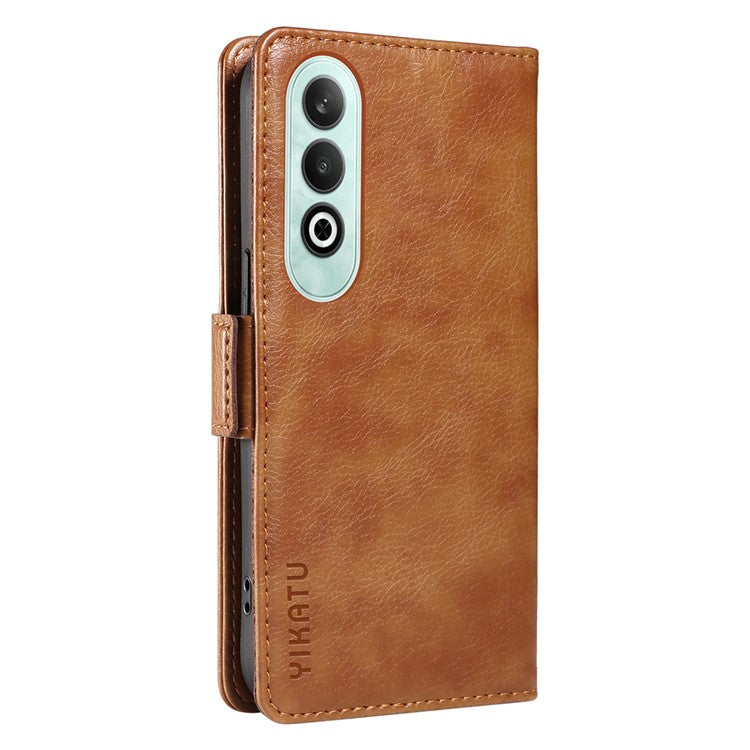 YIKATU YK-007 For OnePlus Nord CE4 5G Case PU Leather Litchi Texture Stand Magnetic Phone Cover - Brown