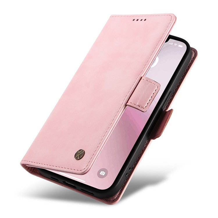 YIKATU YK-007 For iPhone 16e Case PU Leather Litchi Texture Card Holder Folio Magnetic Phone Cover - Pink