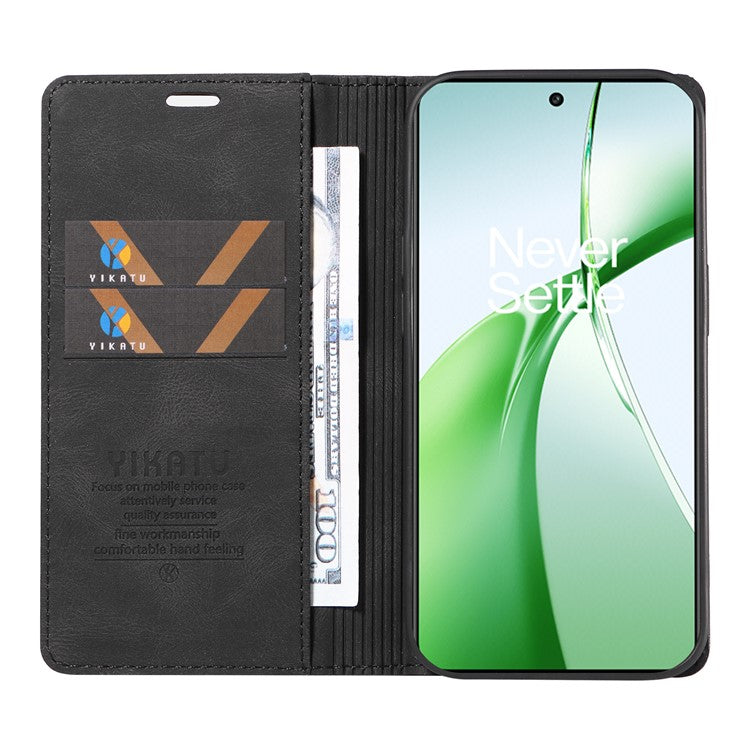 YIKATU YK-004 For OnePlus Nord CE4 5G Case PU Leather Card Slots Wallet Phone Cover - Black