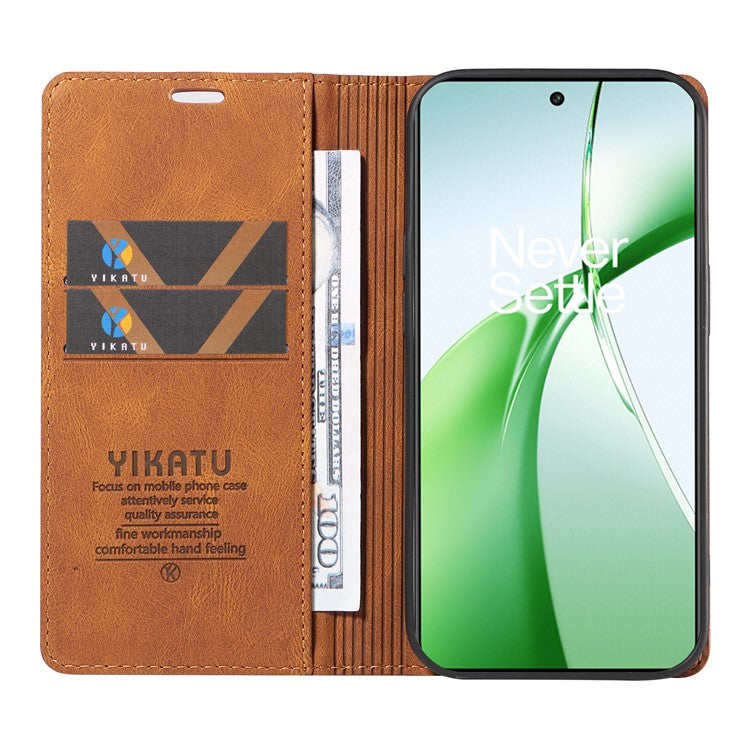YIKATU YK-004 For OnePlus Nord CE4 5G Case PU Leather Card Slots Wallet Phone Cover - Brown