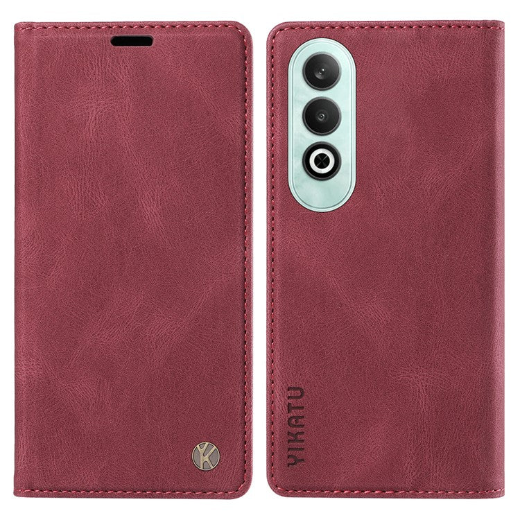 YIKATU YK-004 For OnePlus Nord CE4 5G Case PU Leather Card Slots Wallet Phone Cover - Wine Red
