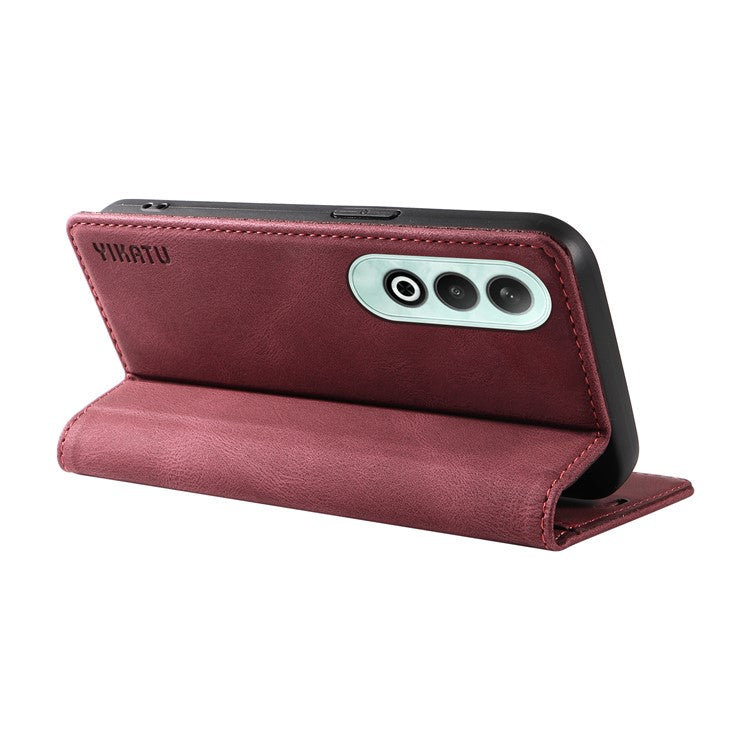 YIKATU YK-004 For OnePlus Nord CE4 5G Case PU Leather Card Slots Wallet Phone Cover - Wine Red