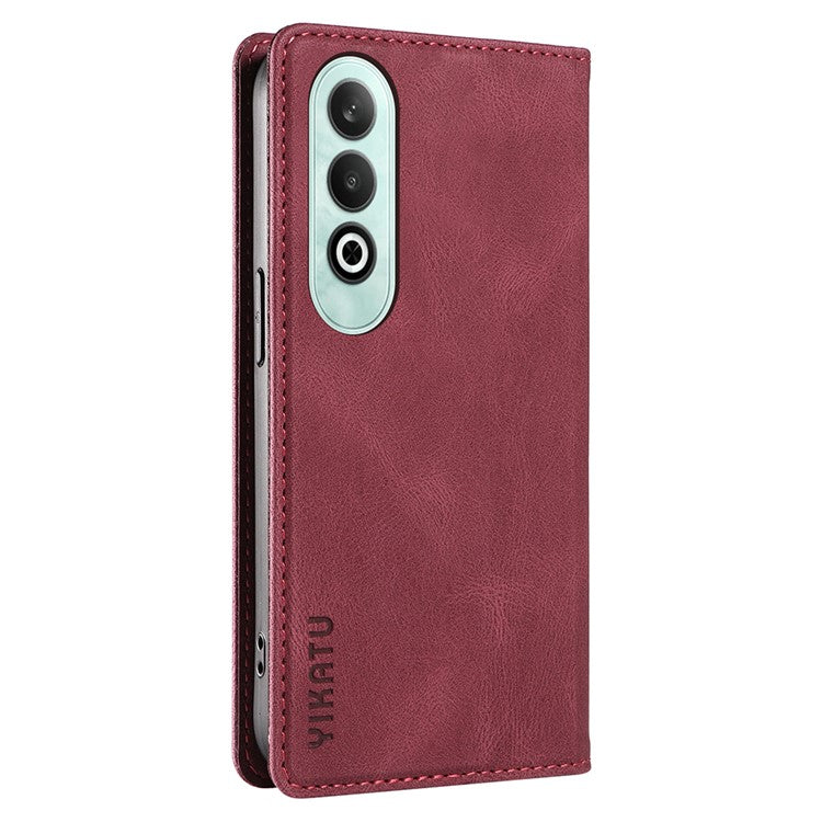 YIKATU YK-004 For OnePlus Nord CE4 5G Case PU Leather Card Slots Wallet Phone Cover - Wine Red