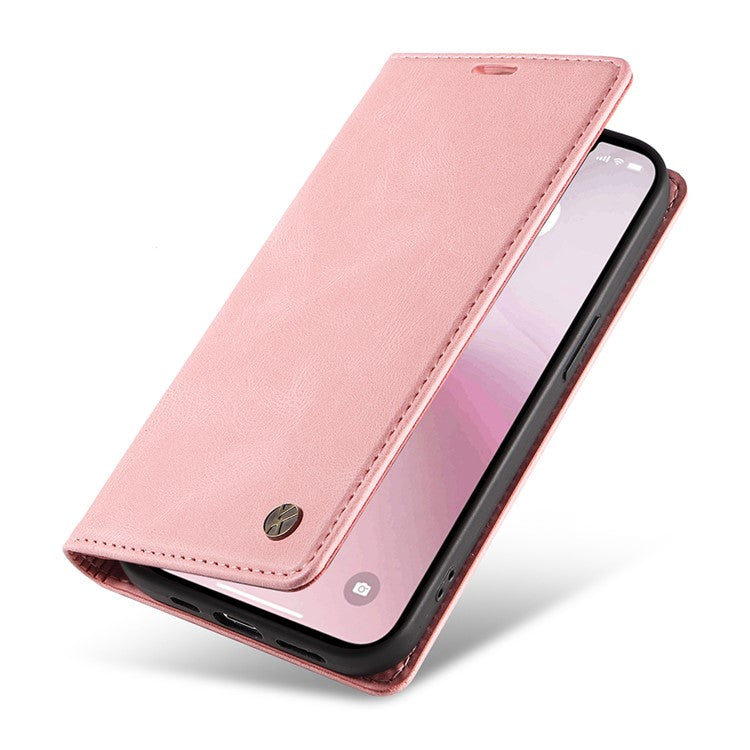 YIKATU YK-004 For iPhone 16e Case PU Leather Stand Magnetic Phone Cover - Pink