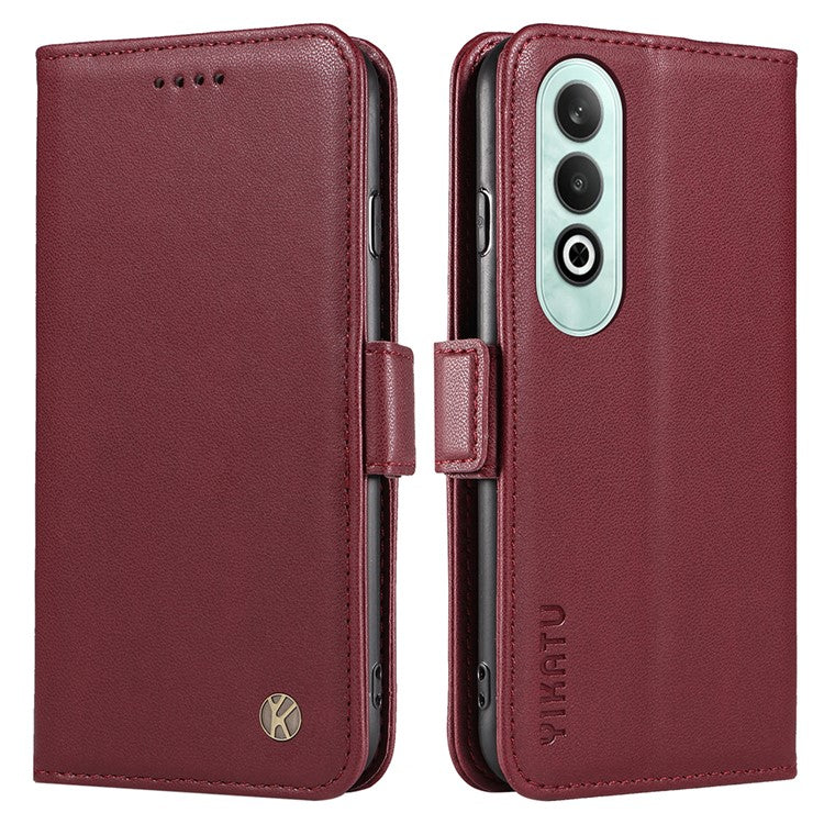 YIKATU YK-003 For OnePlus Nord CE4 5G Wallet Case Leather Phone Cover Wholesale - Wine Red