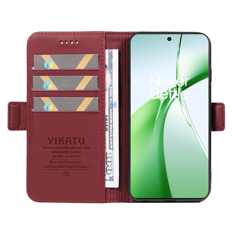 YIKATU YK-003 For OnePlus Nord CE4 5G Wallet Case Leather Phone Cover Wholesale - Wine Red