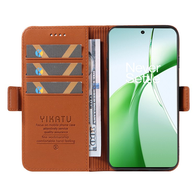 YIKATU YK-003 For OnePlus Nord CE4 5G Wallet Case Leather Phone Cover Wholesale - Brown