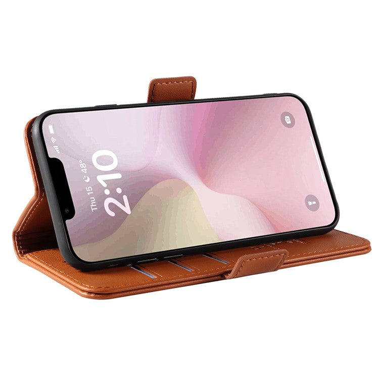 YIKATU YK-003 For iPhone 16e Case Leather Wallet Phone Cover Mobile Accessories Wholesale - Brown