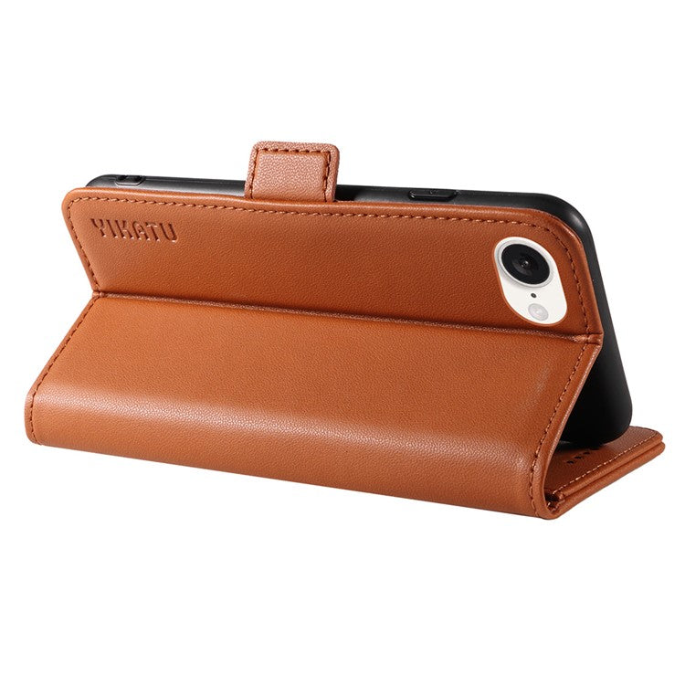 YIKATU YK-003 For iPhone 16e Case Leather Wallet Phone Cover Mobile Accessories Wholesale - Brown