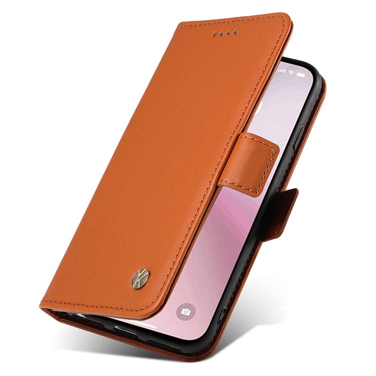 YIKATU YK-003 For iPhone 16e Case Leather Wallet Phone Cover Mobile Accessories Wholesale - Brown