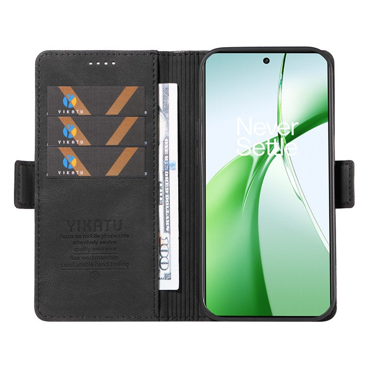YIKATU YK-005 For OnePlus Nord CE4 5G Case Leather Folio Flip Stand Protective Phone Cover - Black