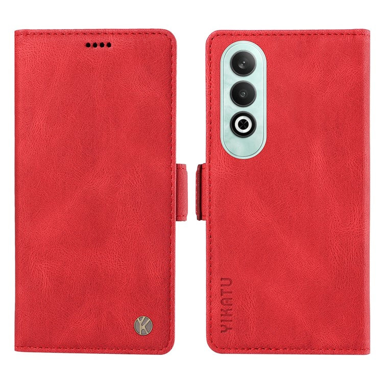 YIKATU YK-005 For OnePlus Nord CE4 5G Case Leather Folio Flip Stand Protective Phone Cover - Red