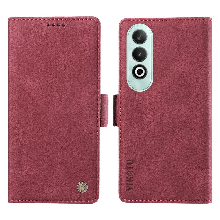 YIKATU YK-005 For OnePlus Nord CE4 5G Case Leather Folio Flip Stand Protective Phone Cover - Wine Red