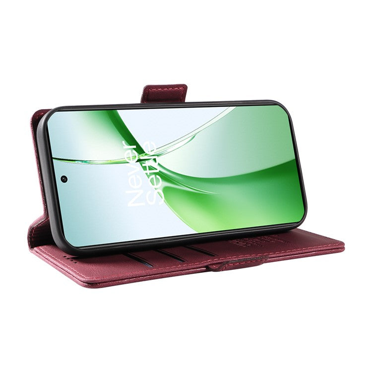 YIKATU YK-005 For OnePlus Nord CE4 5G Case Leather Folio Flip Stand Protective Phone Cover - Wine Red