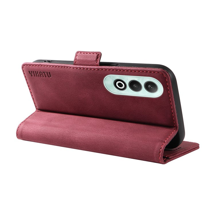 YIKATU YK-005 For OnePlus Nord CE4 5G Case Leather Folio Flip Stand Protective Phone Cover - Wine Red