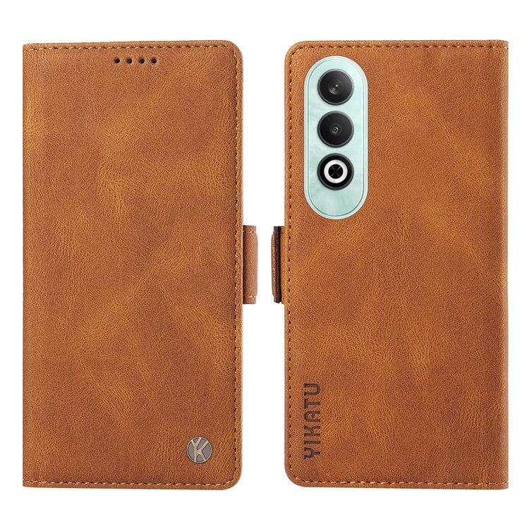 YIKATU YK-005 For OnePlus Nord CE4 5G Case Leather Folio Flip Stand Protective Phone Cover - Brown