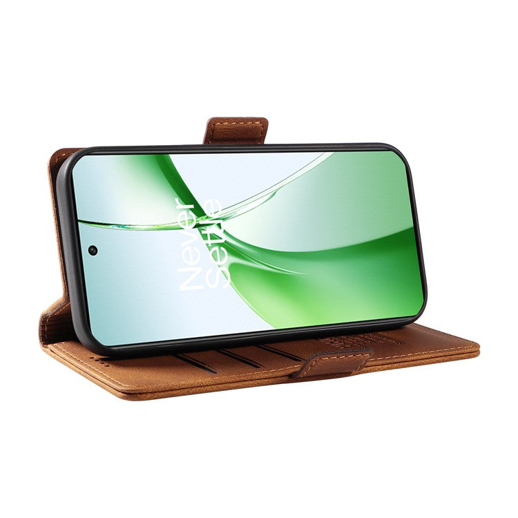 YIKATU YK-005 For OnePlus Nord CE4 5G Case Leather Folio Flip Stand Protective Phone Cover - Brown