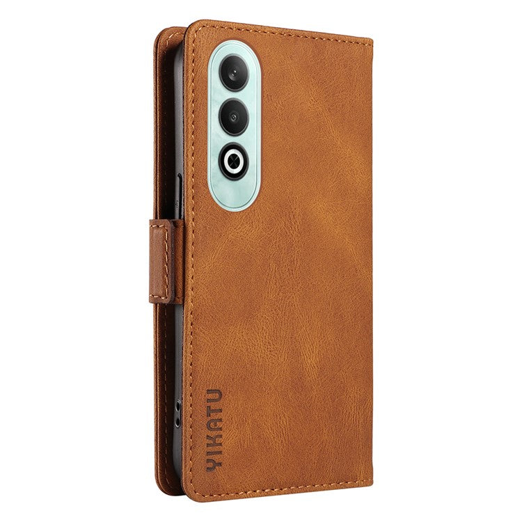 YIKATU YK-005 For OnePlus Nord CE4 5G Case Leather Folio Flip Stand Protective Phone Cover - Brown