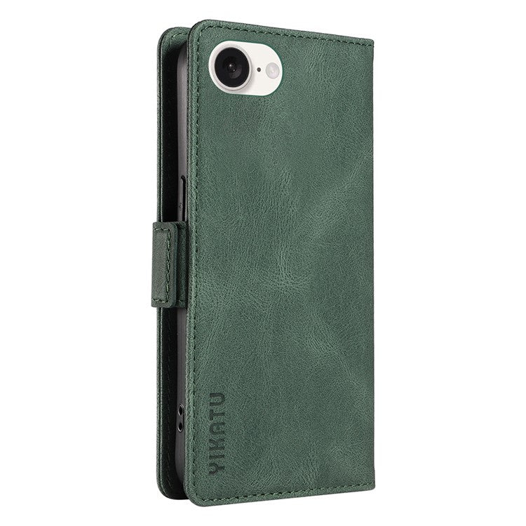YIKATU YK-005 For iPhone 16e Case Skin-Touch Leather Stand Card Slots Phone Cover - Green