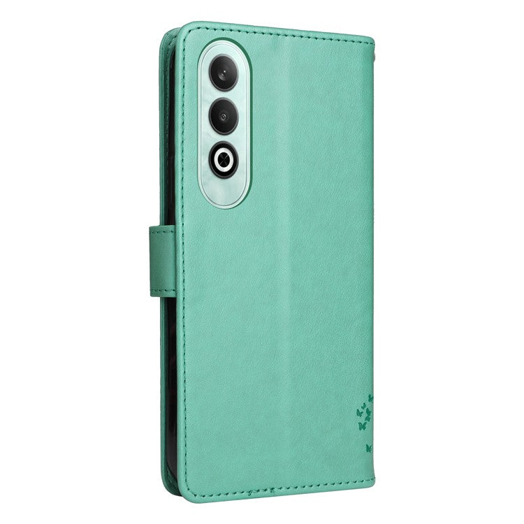 KT Imprinting Flower Series-3 For OnePlus Nord CE4 5G Wallet Case Tree Pattern Leather Phone Stand Cover - Green