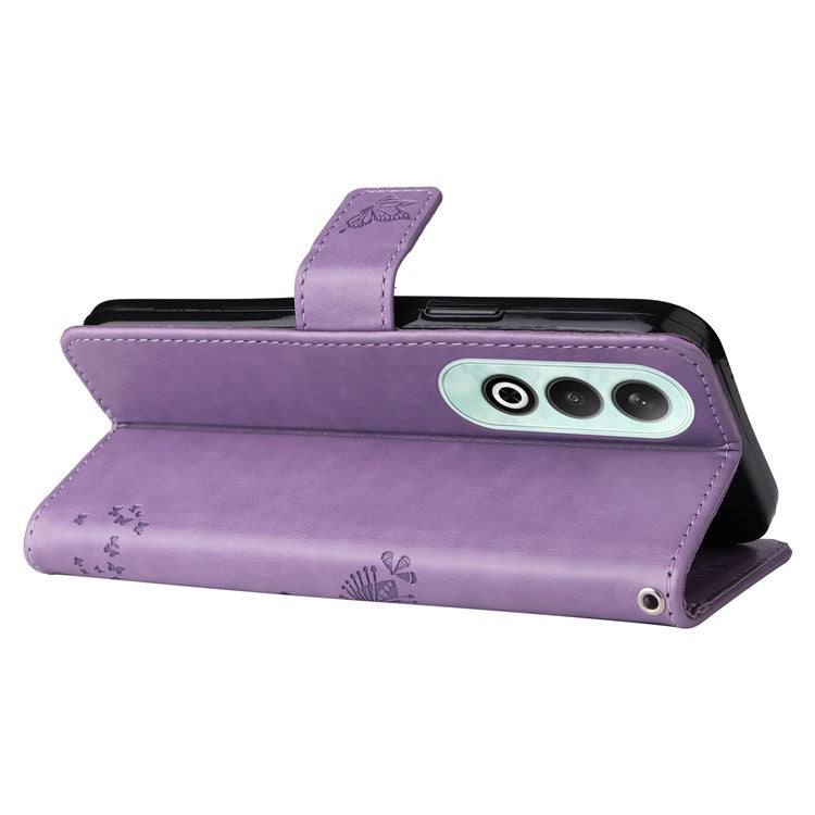 KT Imprinting Flower Series-3 For OnePlus Nord CE4 5G Wallet Case Tree Pattern Leather Phone Stand Cover - Light Purple